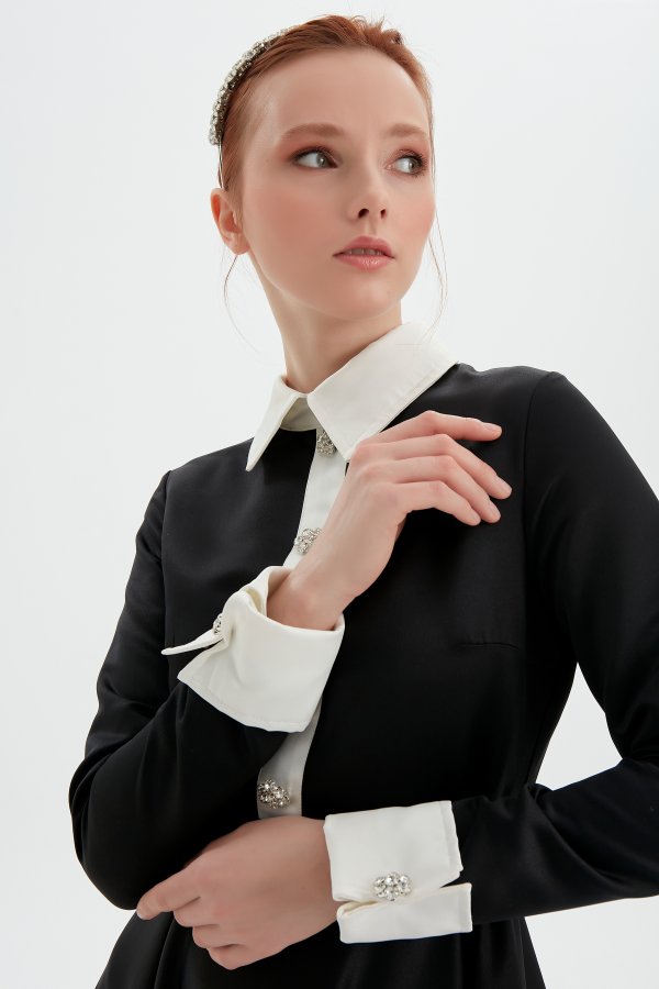 Siyah Helen Elbise - Görsel 8