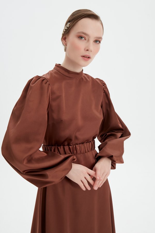 Kahverengi Alina Abiye - Görsel 5