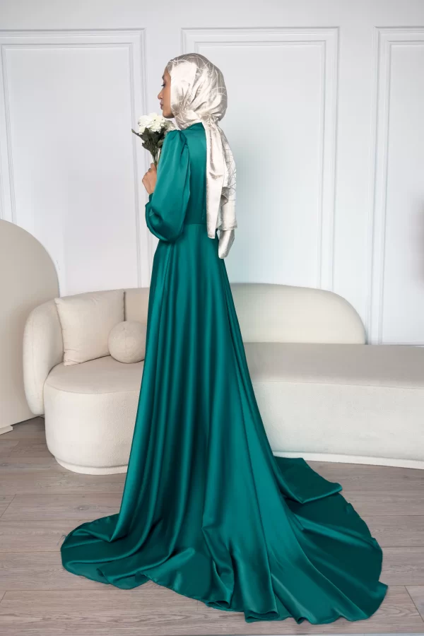 Yeşil Kuyruklu Elena Elbise - Görsel 9
