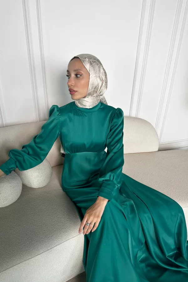 Yeşil Kuyruklu Elena Elbise - Görsel 8