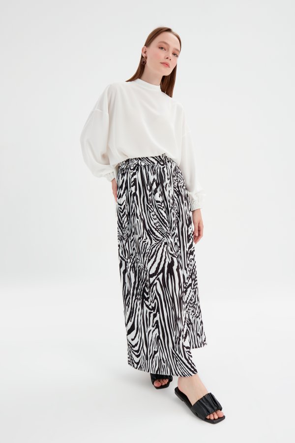 Zebra Desen Piliseli Etek - Görsel 4