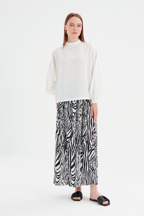Zebra Desen Piliseli Etek