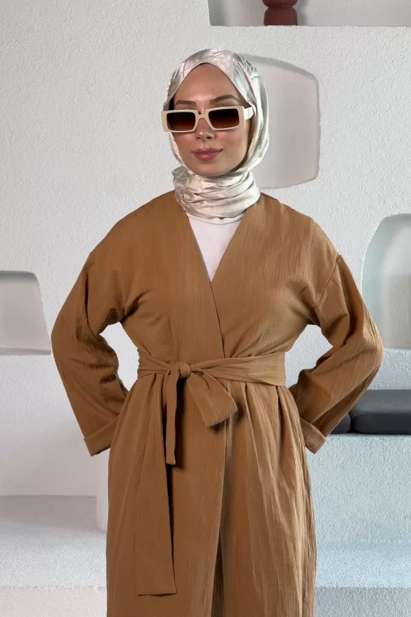Camel Kimono Müslin Takım - Görsel 6