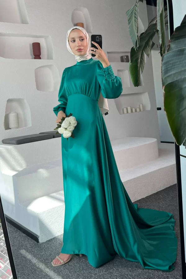 Yeşil Kuyruklu Elena Elbise - Görsel 2