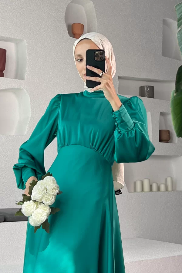 Yeşil Kuyruklu Elena Elbise - Görsel 6