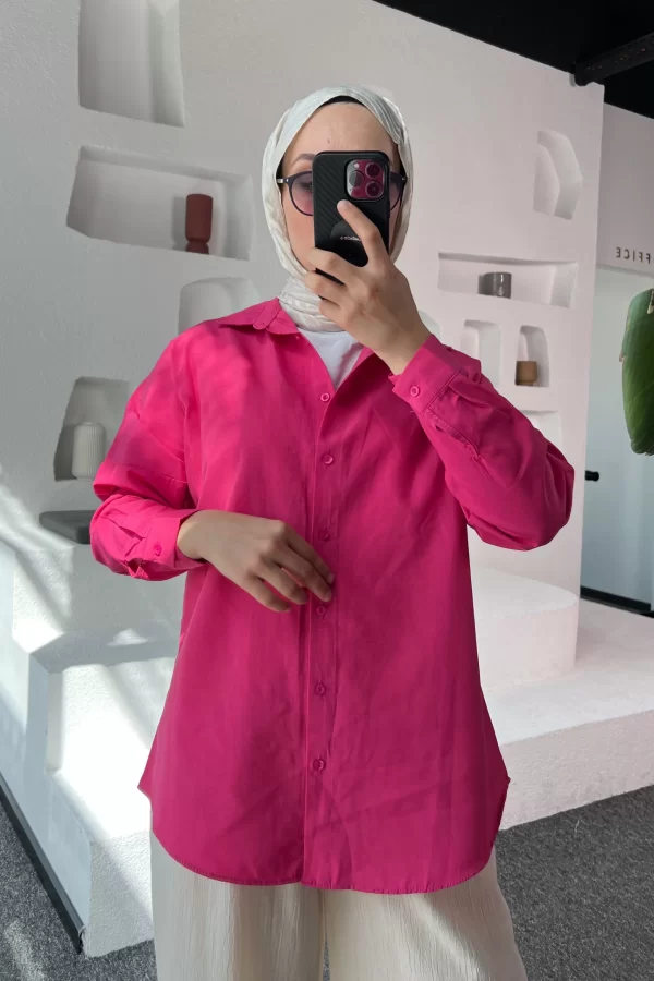 Pembe Poplin Gömlek