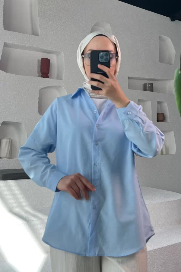Bebe Mavi Poplin Gömlek