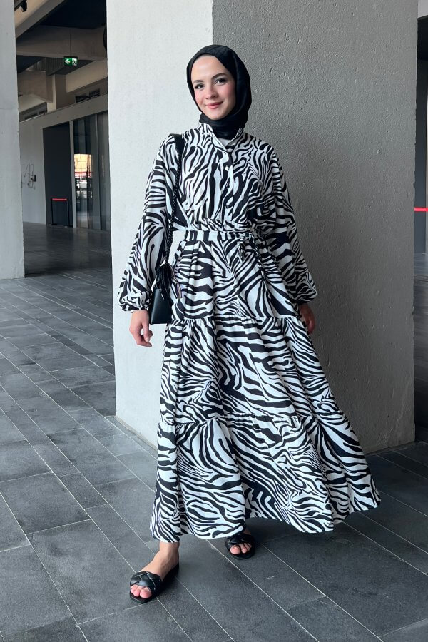 Zebra Desen Elbise - Görsel 4