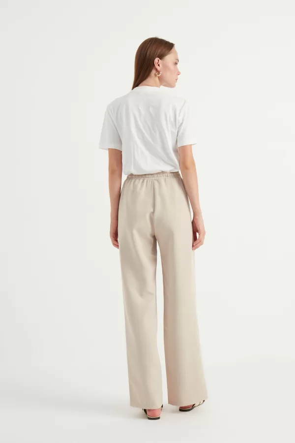 Taş Rengi Yırtmaçlı Krep Pantolon - Görsel 6
