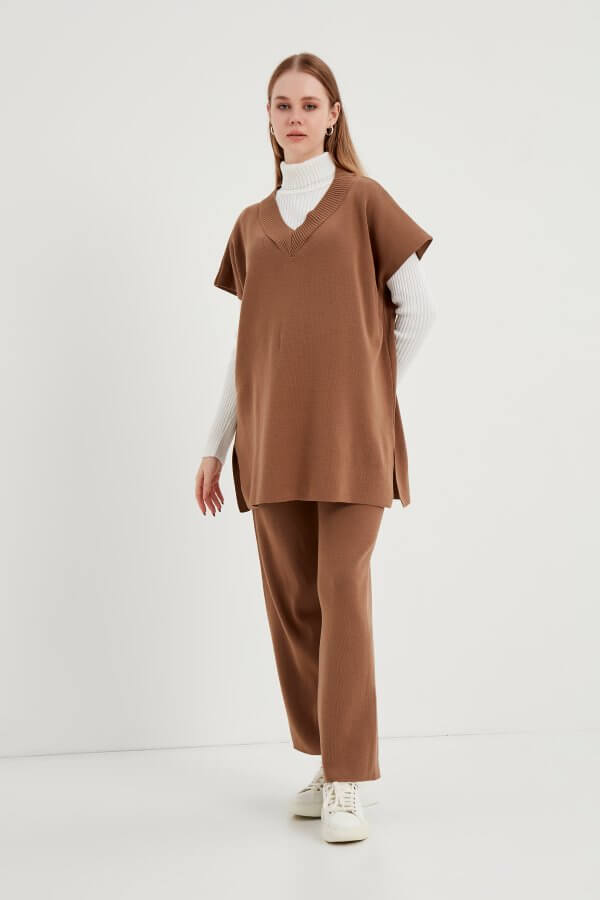 Camel Triko Süveter Takım - Görsel 5