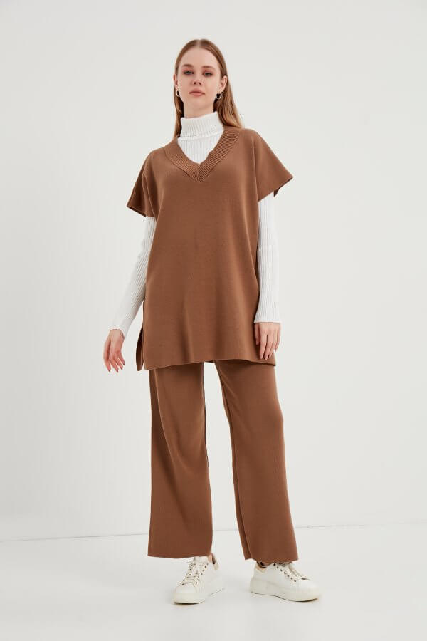 Camel Triko Süveter Takım