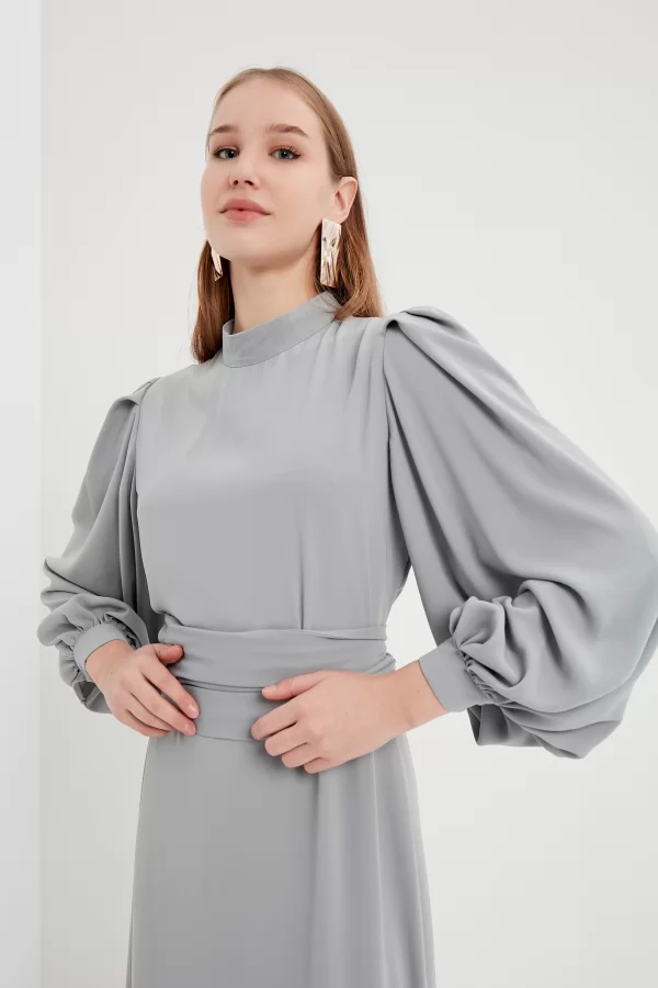 Gri Nora Elbise - Görsel 6