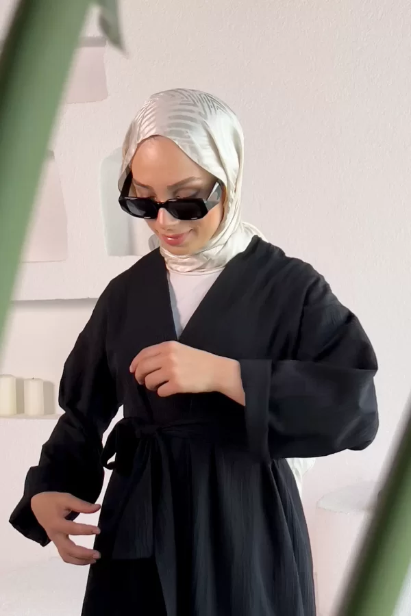 Siyah Kimono Müslin Ceket