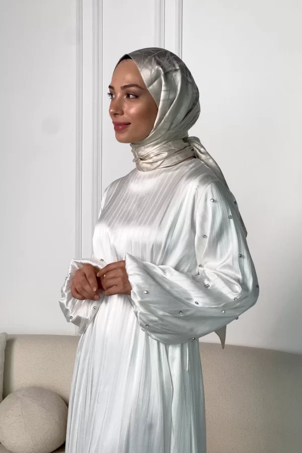 Beyaz Taş Detaylı Abiye - Görsel 4