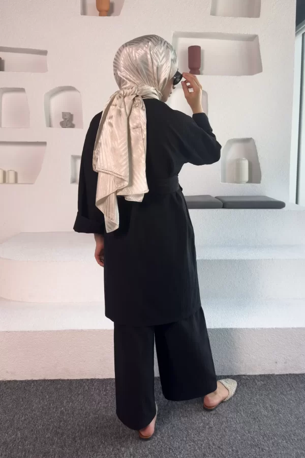 Siyah Kimono Müslin Takım - Görsel 5