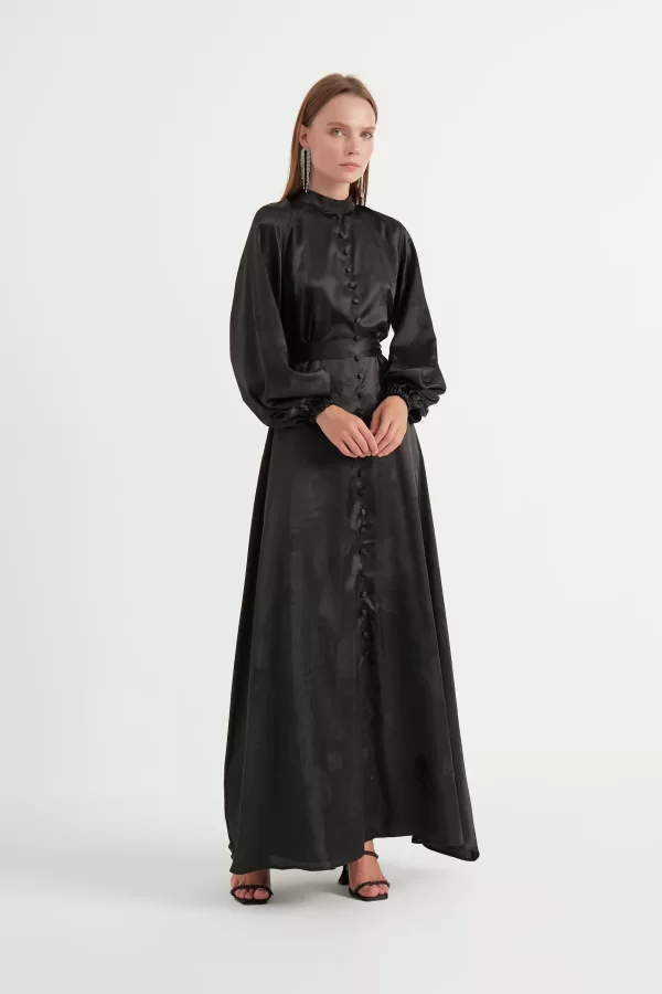 Siyah Diana Saten Abiye - Görsel 2