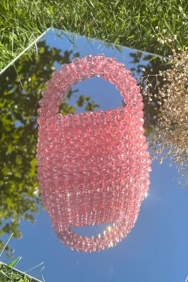 Pembe Kare Boncuk Çanta - Görsel 2