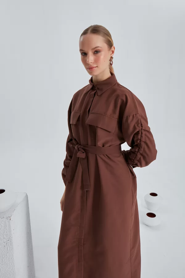 Kahverengi Carla Elbise - Görsel 9