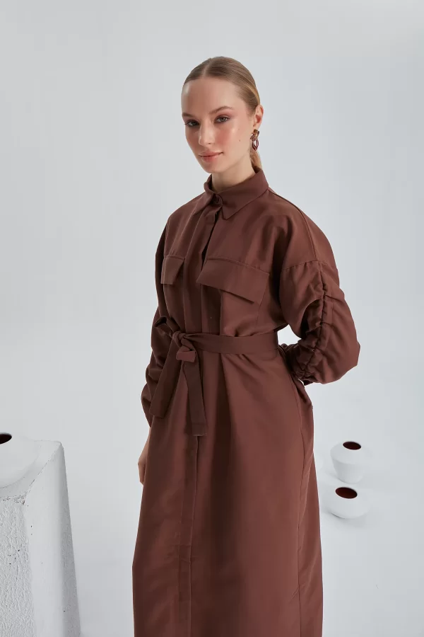 Kahverengi Carla Elbise - Görsel 9