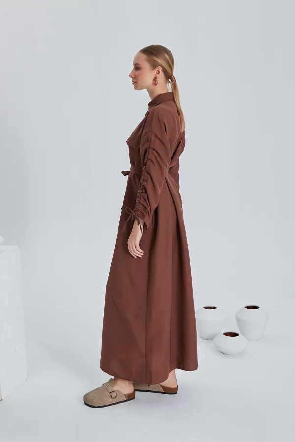 Kahverengi Carla Elbise - Görsel 6