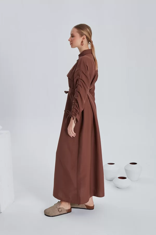 Kahverengi Carla Elbise - Görsel 6