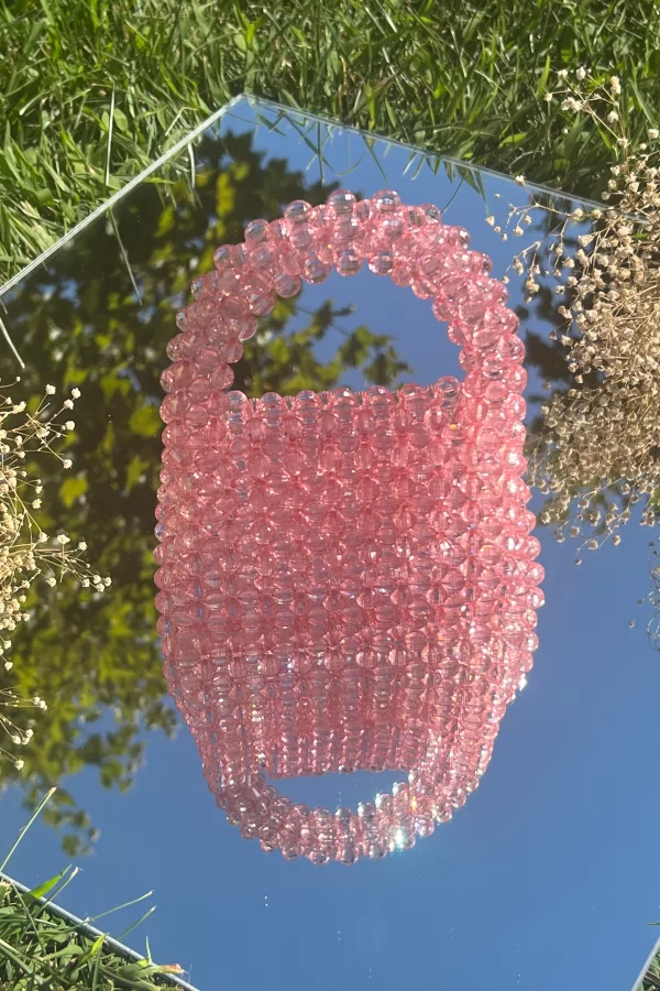 Pembe Kare Boncuk Çanta - Görsel 3