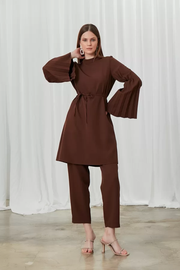 Kahverengi Lucia Pantolon Takım - Görsel 5