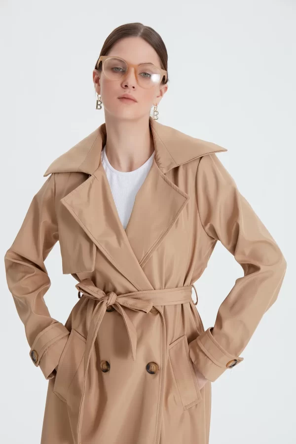 Camel Classic Kemerli Trençkot - Görsel 8