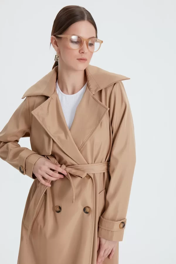 Camel Classic Kemerli Trençkot - Görsel 7