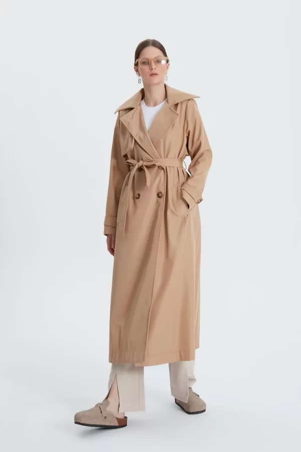 Camel Classic Kemerli Trençkot - Görsel 3