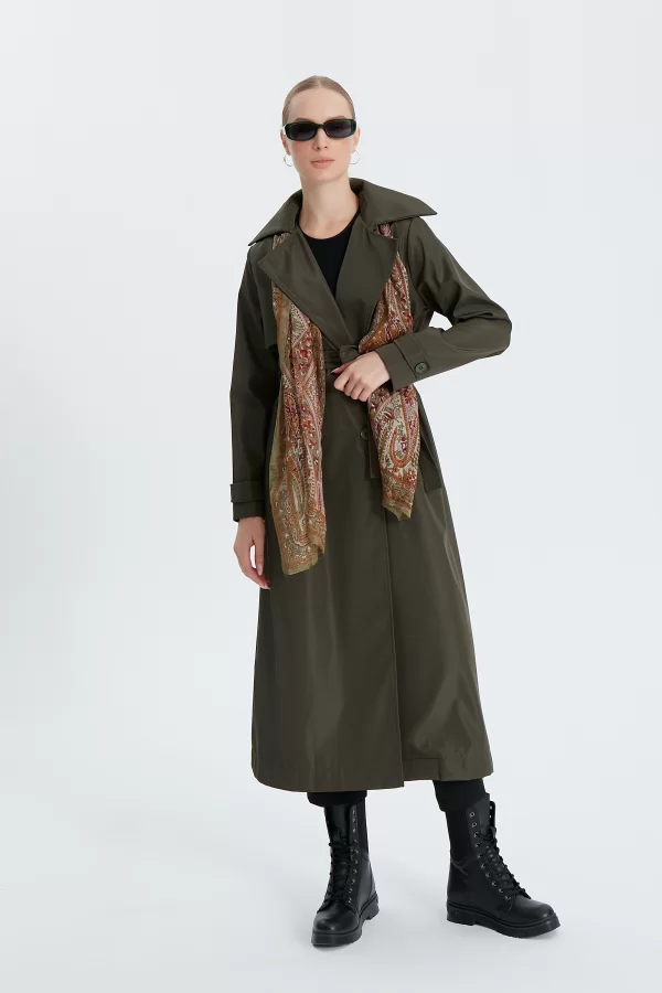 Haki Classic Kemerli Trençkot