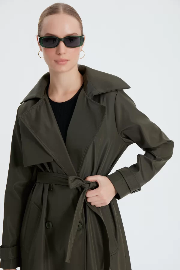 Haki Classic Kemerli Trençkot - Görsel 4