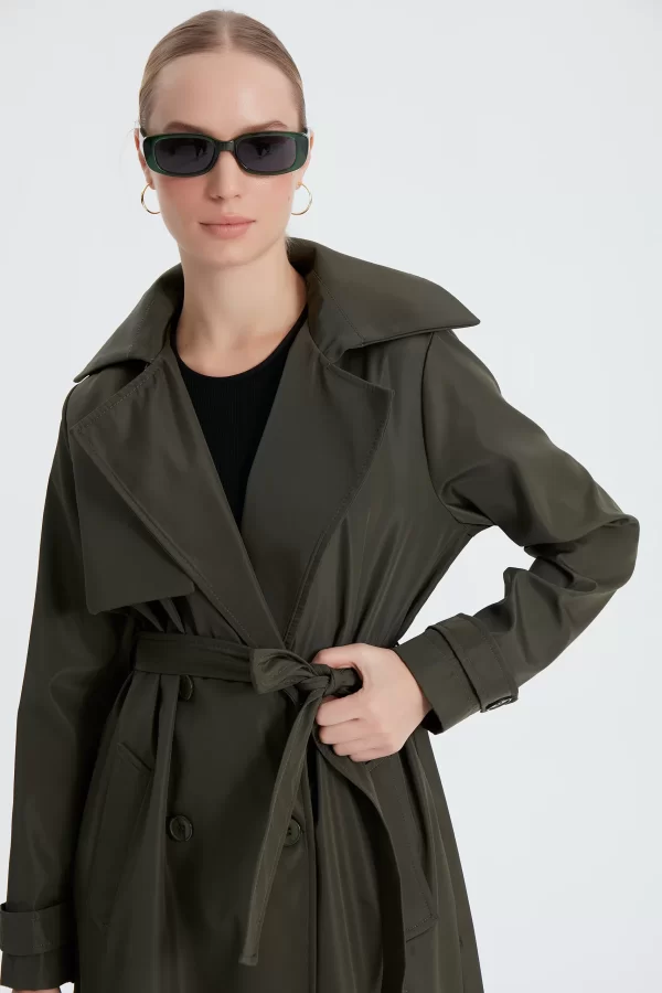 Haki Classic Kemerli Trençkot - Görsel 4