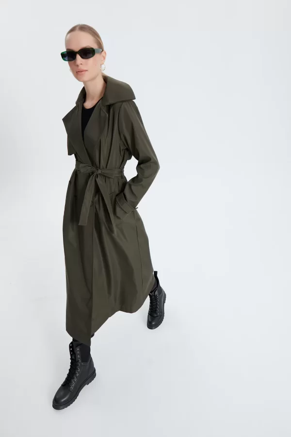 Haki Classic Kemerli Trençkot - Görsel 5