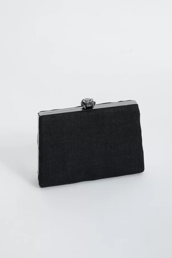 Siyah Dikdörtgen Clutch Çanta - Görsel 3