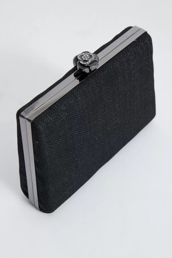 Siyah Dikdörtgen Clutch Çanta - Görsel 2