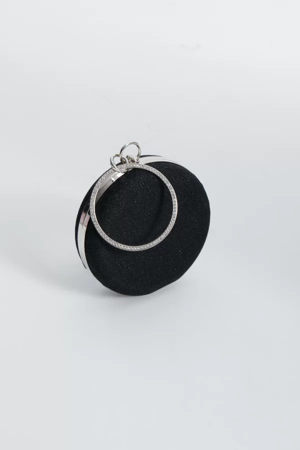 Siyah Yuvarlak Clutch Çanta