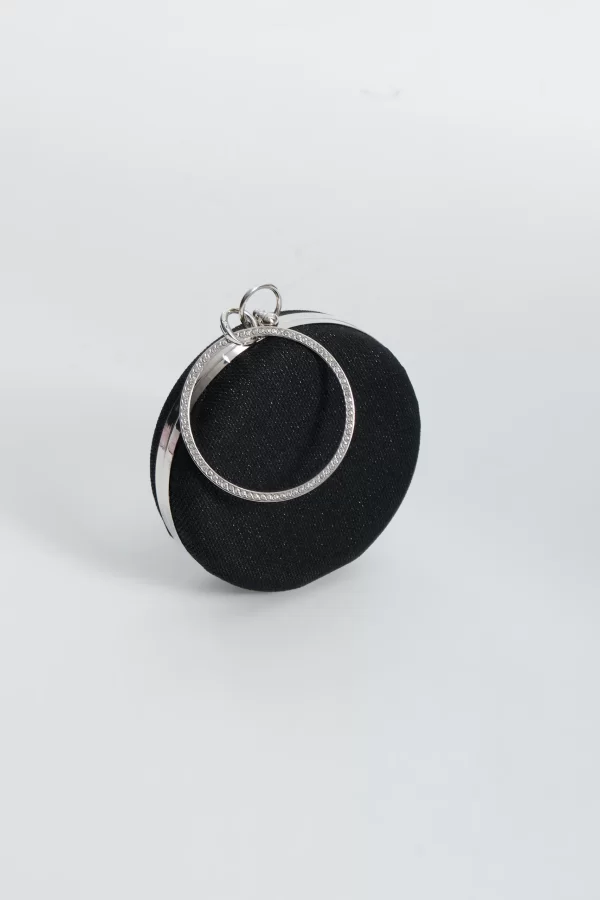 Siyah Yuvarlak Clutch Çanta