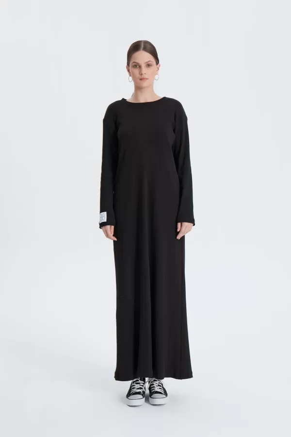 Siyah Fitilli Oversize Elbise - Görsel 2