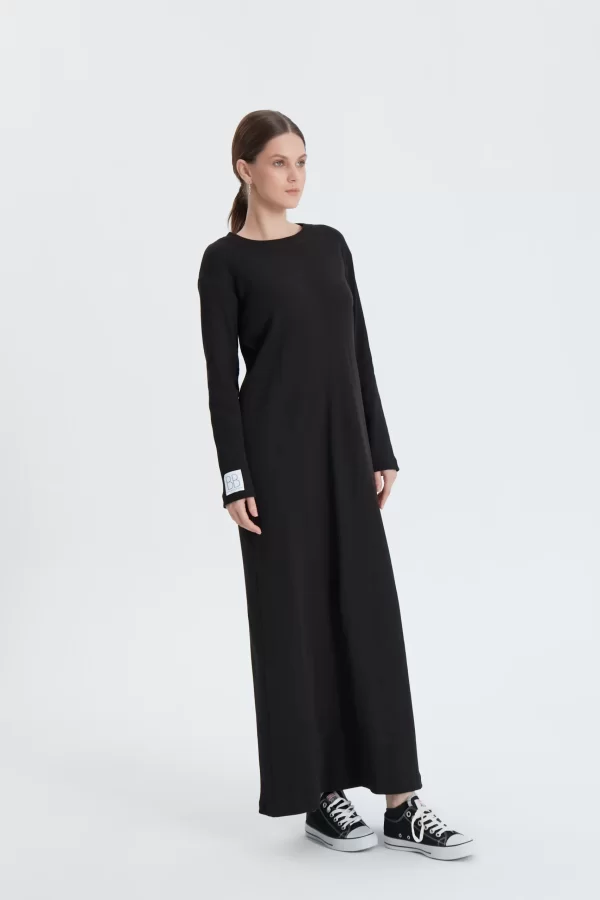 Siyah Fitilli Oversize Elbise - Görsel 3