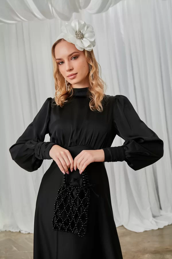 Siyah Kuyruklu Elena Elbise - Görsel 6