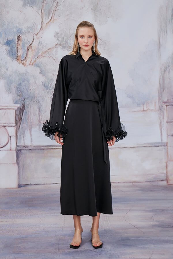 Siyah Aurora Kimono - Görsel 3