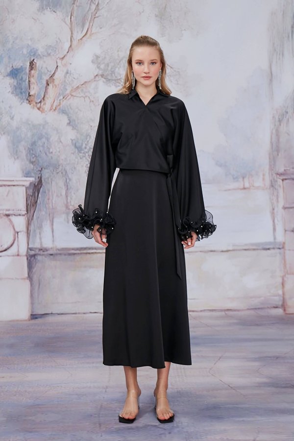 Siyah Aurora Kimono - Görsel 3