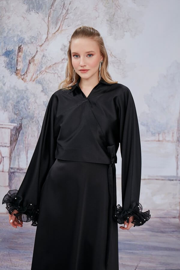 Siyah Aurora Kimono - Görsel 4