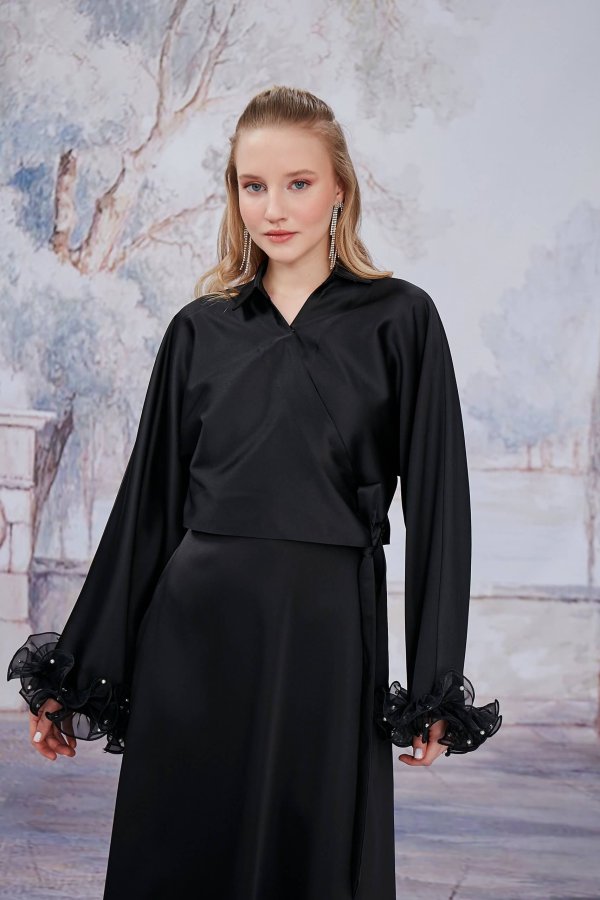 Siyah Aurora Kimono - Görsel 4