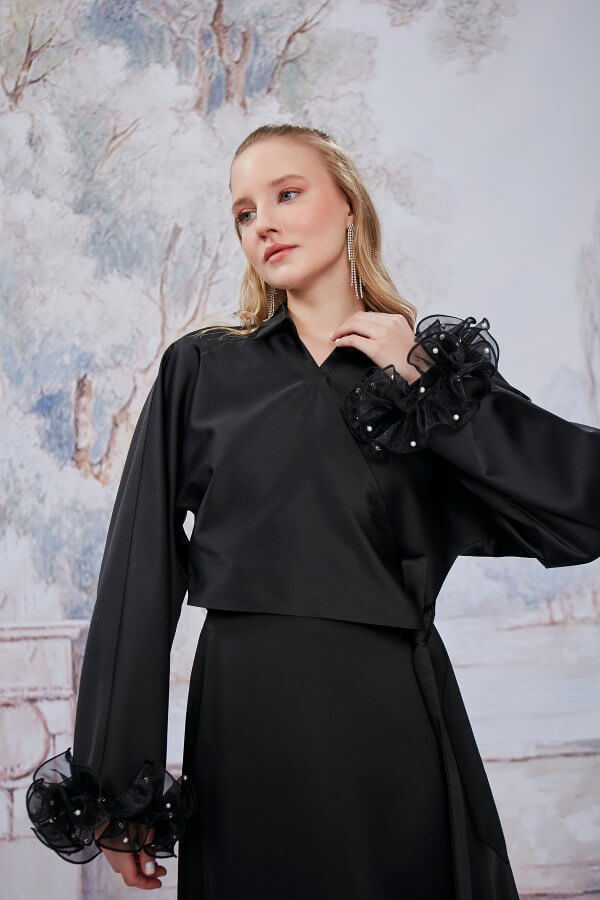 Siyah Aurora Kimono - Görsel 5
