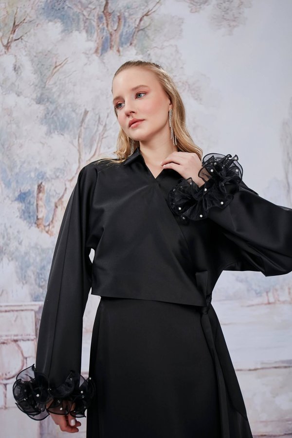 Siyah Aurora Kimono - Görsel 5