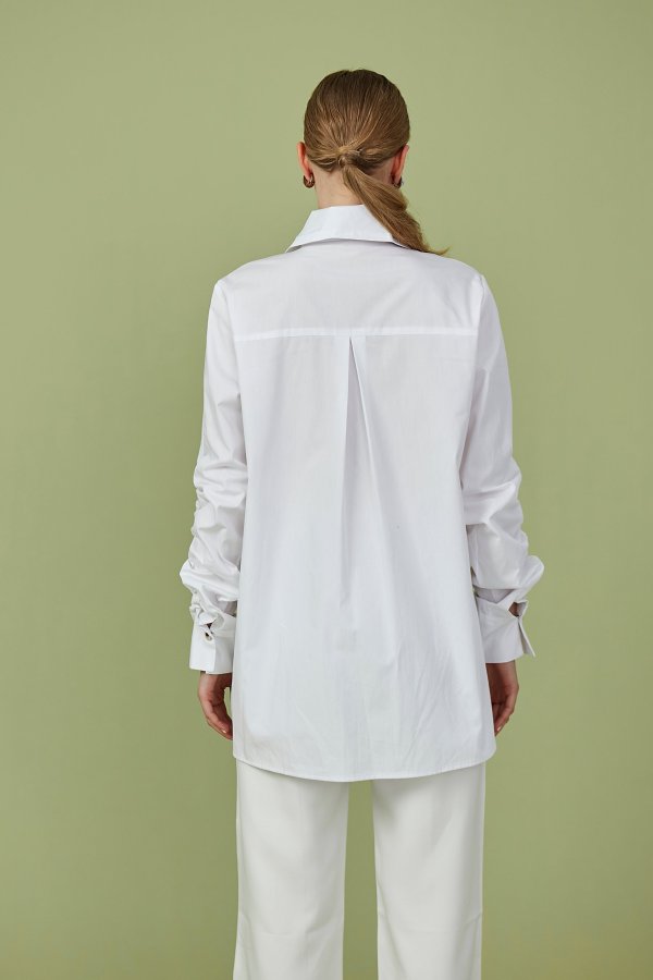 Beyaz Fırfır Detaylı Poplin Tunik - Görsel 8