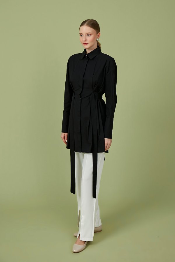 Siyah Artsy Poplin Tunik - Görsel 3