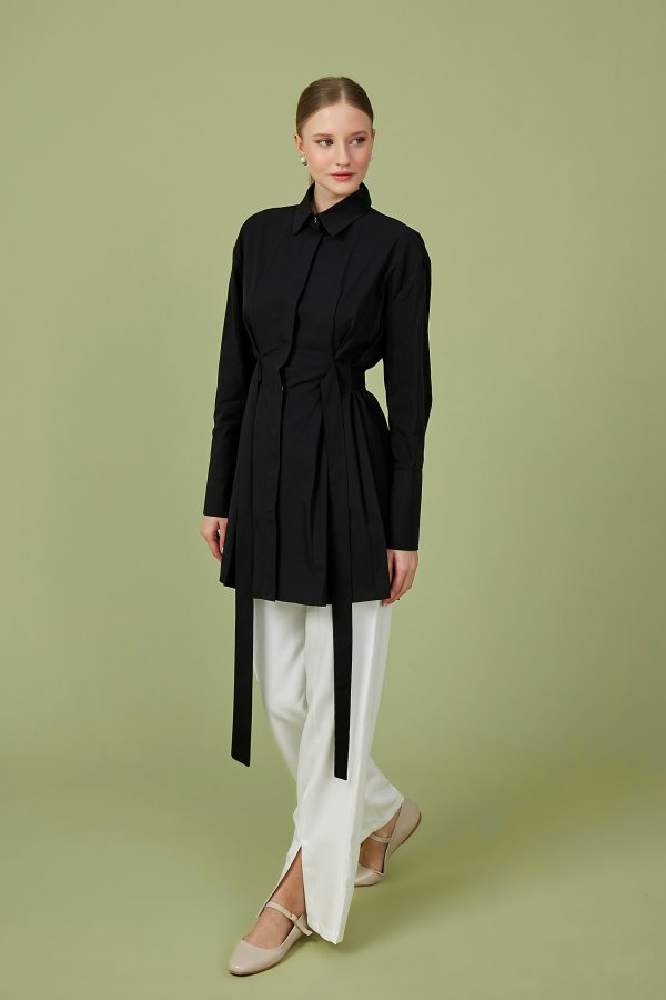 Siyah Artsy Poplin Tunik - Görsel 4